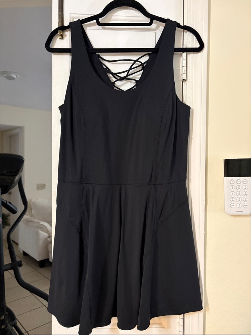 JoyLab Black Corset back Athletic Dress with Built in bra and shorts
